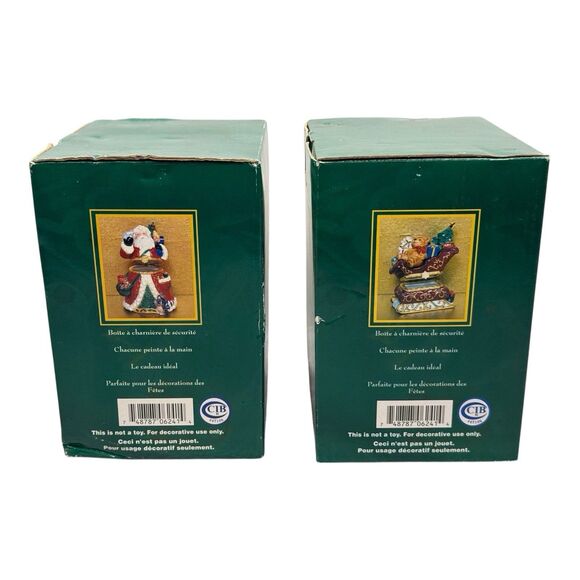 Traditions PORCELAIN CHRISTMAS SANTA & SLEIGH Decorative KEEPSAKE TRINKET BOX - Picture 16 of 16